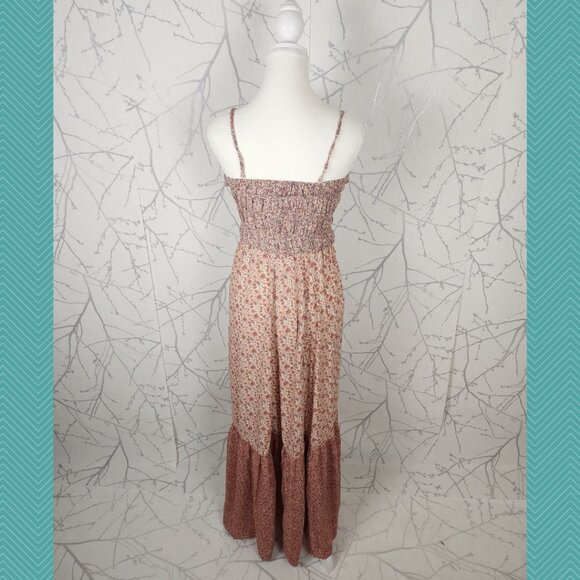 American Eagle Floral Print Smocked Tiered Strappy Maxi Dress - Picture 4 of 5